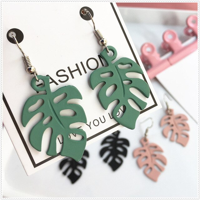 Bohemian Monstera Leaf Drop Earrings Women Statement Tropical Plant Jewelry Holiday Party Earrings Lover Gift - By Plant Collective | Indoor House Plants, Succulents, Air Plants & Terrariums - Toronto Canada